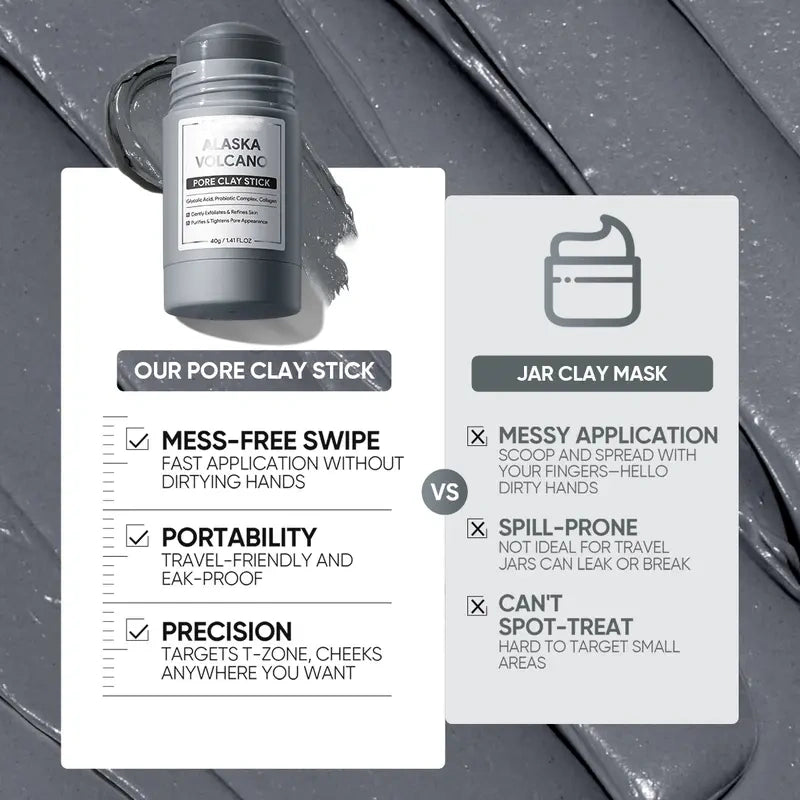 Alaska Volcano Pore Clay Stick – Blackhead Remover Face Mask, Deep Pore Cleansing & Gentle Exfoliating Mud Mask