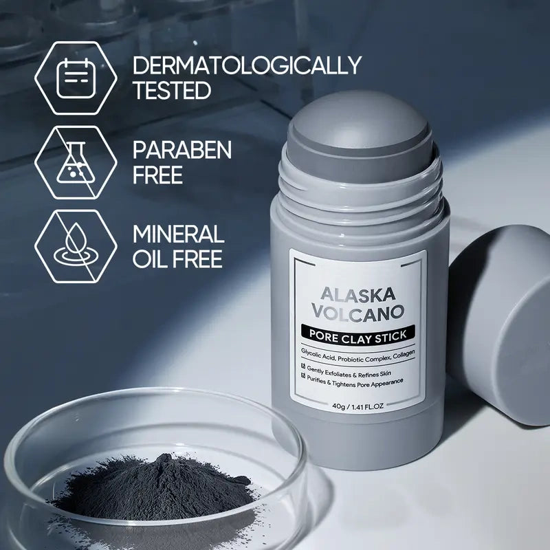 Alaska Volcano Pore Clay Stick – Blackhead Remover Face Mask, Deep Pore Cleansing & Gentle Exfoliating Mud Mask
