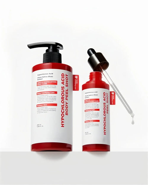 Hypochlorous Acid Rice Peel Shot Duo for Face & Body – Gentle Exfoliating Serum for Dead Skin & Pore Care