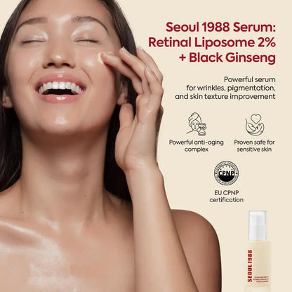 SEOUL 1988 Retinal Serum – 2% Retinal + Black Ginseng | Anti-Aging, Wrinkle Repair & Brightening Skincare (30ml)
