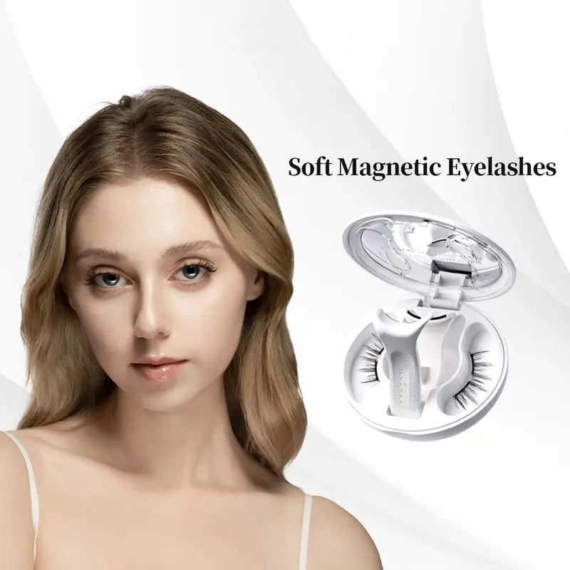Soft Magnetic Eyelashes All-in-One Box, Reusable, Glue-Free, Waterproof, Lightweight, Natural Style Makeup Cosmetic